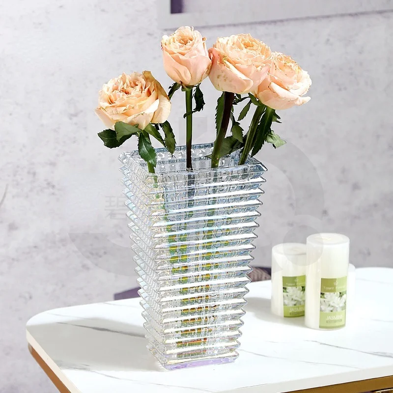 Nordic Luxury Creative Crystal Glass Vase Dry Flower Tabletop Ornament Decorative Rectangular Utensils Terrarium Vases
Nordic Luxury Creative Crystal Glass Vase Dry Flower Tabletop Ornament Decorative Rectangular Utensils Terrarium Vases