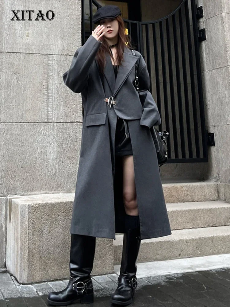 

XITAO Fashion Irregular Tailored Coat Personality Trend Asymmetric Women Autumn New Arrival Simplicity All-match Coats ZZ0217