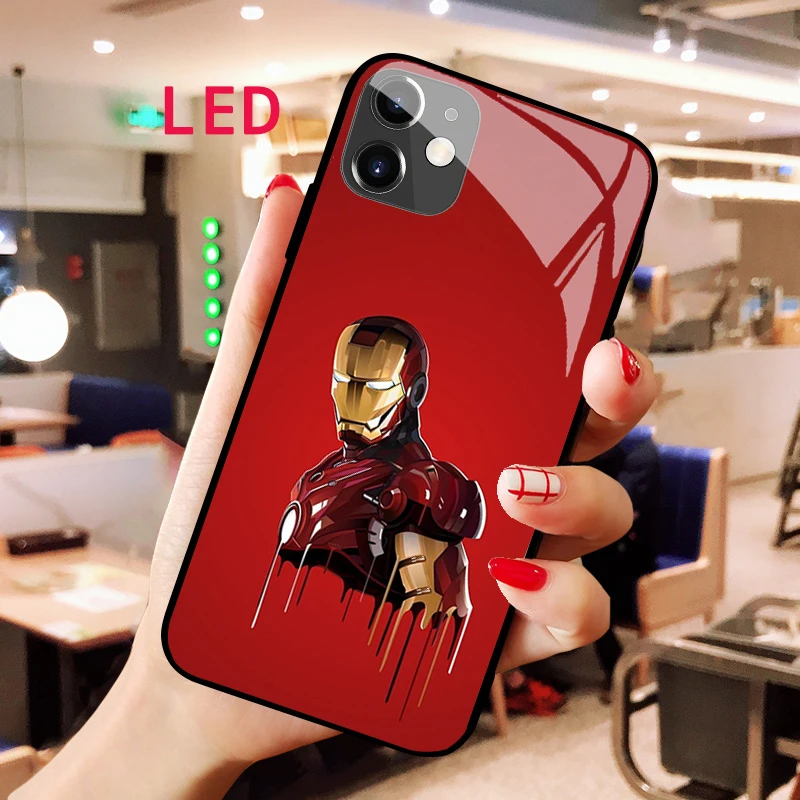 Luminous Tempered Glass phone case For Apple iphone 13 14 Pro Max Puls mini Iron Man Luxury Fashion LED RGB Backlight new cover
Luminous Tempered Glass phone case For Apple iphone 13 14 Pro Max Puls mini Iron Man Luxury Fashion LED RGB Backlight new cover