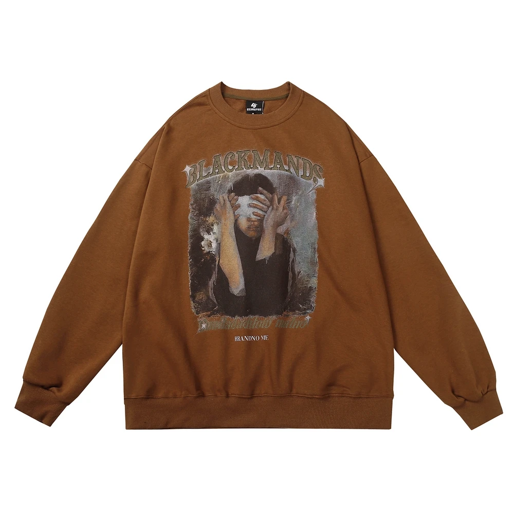 Autumn Men Oversized Long Sleeve Sweaters Brown Hip Hop Graphic Print Streetwear Harajuku Loose Fashion 2022 Casual Pullovers 
Autumn Men Oversized Long Sleeve Sweaters Brown Hip Hop Graphic Print Streetwear Harajuku Loose Fashion 2022 Casual Pullovers