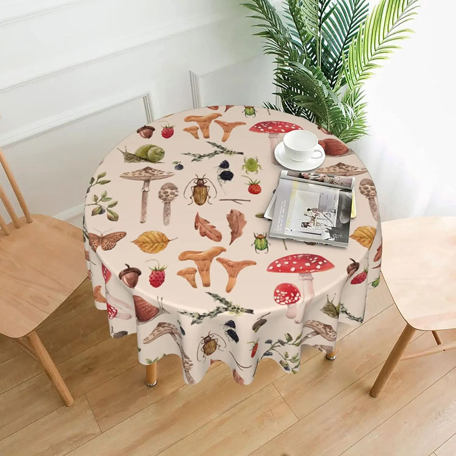 Mushroom Berry Snail Botanical Round TableCover Polyester Stain and Wrinkle Resistant TableCloth for Kitchen Dining Coffee Party
Mushroom Berry Snail Botanical Round TableCover Polyester Stain and Wrinkle Resistant TableCloth for Kitchen Dining Coffee Party