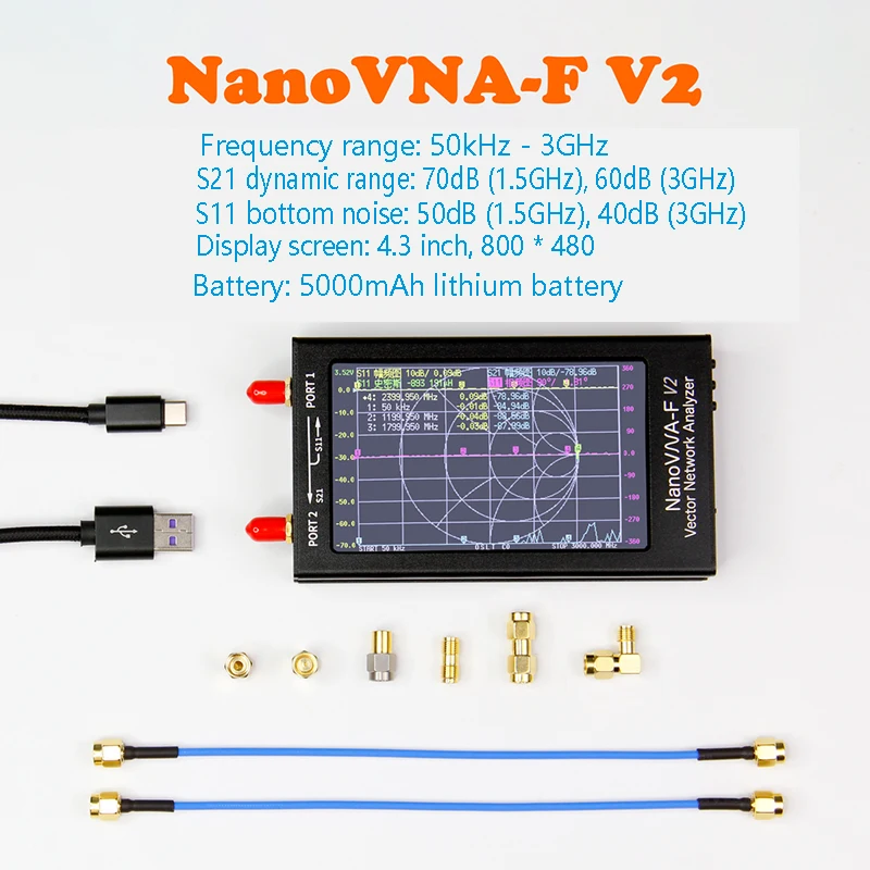 Векторный анализатор сети NanoVNA-F V2, Векторный анализатор 4,3 дюйма HF, VHF, UHF, стоячих волн для коротких волн, 50 кгц-3 ГГц, антенный анализатор
Векторный анализатор сети NanoVNA-F V2, Векторный анализатор 4,3 дюйма HF, VHF, UHF, стоячих волн для коротких волн, 50 кгц-3 ГГц, антенный анализатор