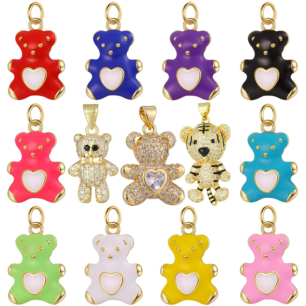 Juya 18K Real Gold Plated Handmade Enamel Colorful Bear Animal Charms For DIY Women Kids Handicraft Pendant Jewelry Making
Juya 18K Real Gold Plated Handmade Enamel Colorful Bear Animal Charms For DIY Women Kids Handicraft Pendant Jewelry Making