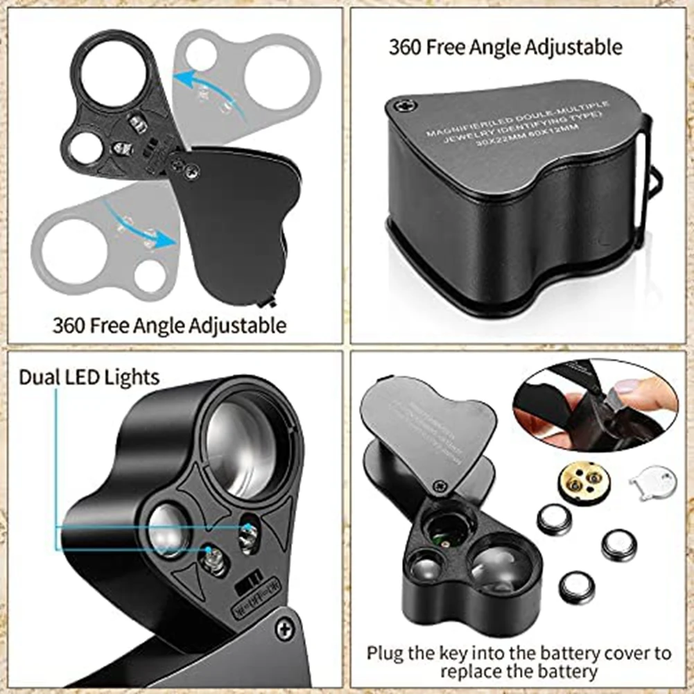 2Pcs Loupe Magnifier,30X 60X Illuminated Loupe Magnifier with LED Light Magnifying Glass Eye and 30X Loupe Magnifier A
2Pcs Loupe Magnifier,30X 60X Illuminated Loupe Magnifier with LED Light Magnifying Glass Eye and 30X Loupe Magnifier A