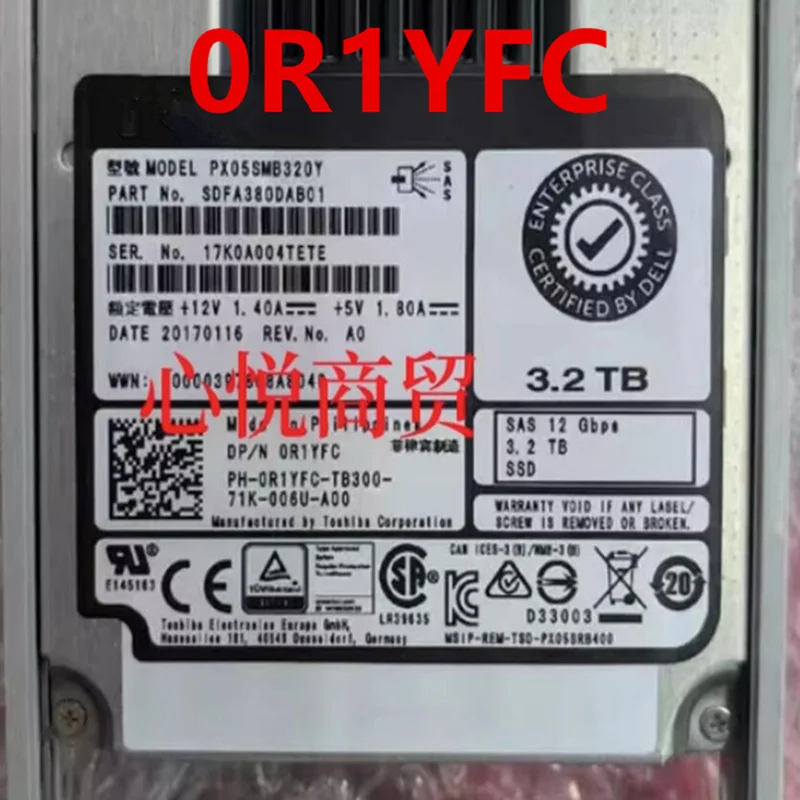 

Original Almost New Solid State Drive For DELL 3.2TB 2.5" SAS SSD For 0R1YFC R1YFC PX05SMB320Y