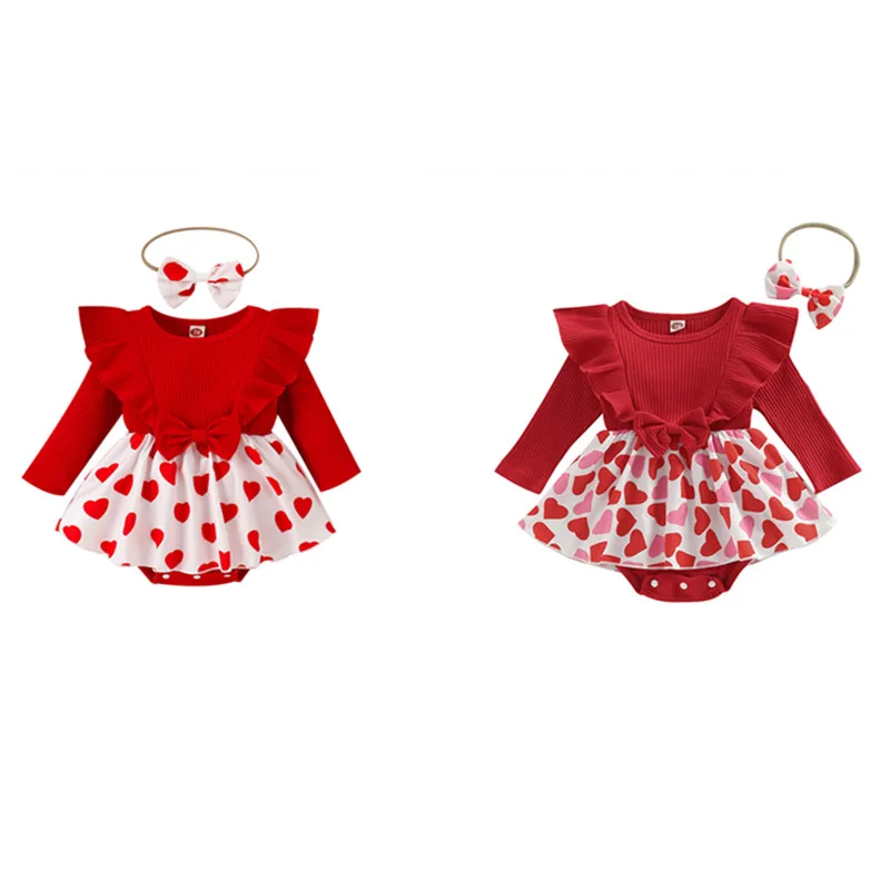 Baby Girls Valentine's Day Jumpsuits Sweet Newborn Baby Heart Print Long Sleeve Round Neck Ruffle Romper Dress + Headband
Baby Girls Valentine's Day Jumpsuits Sweet Newborn Baby Heart Print Long Sleeve Round Neck Ruffle Romper Dress + Headband
