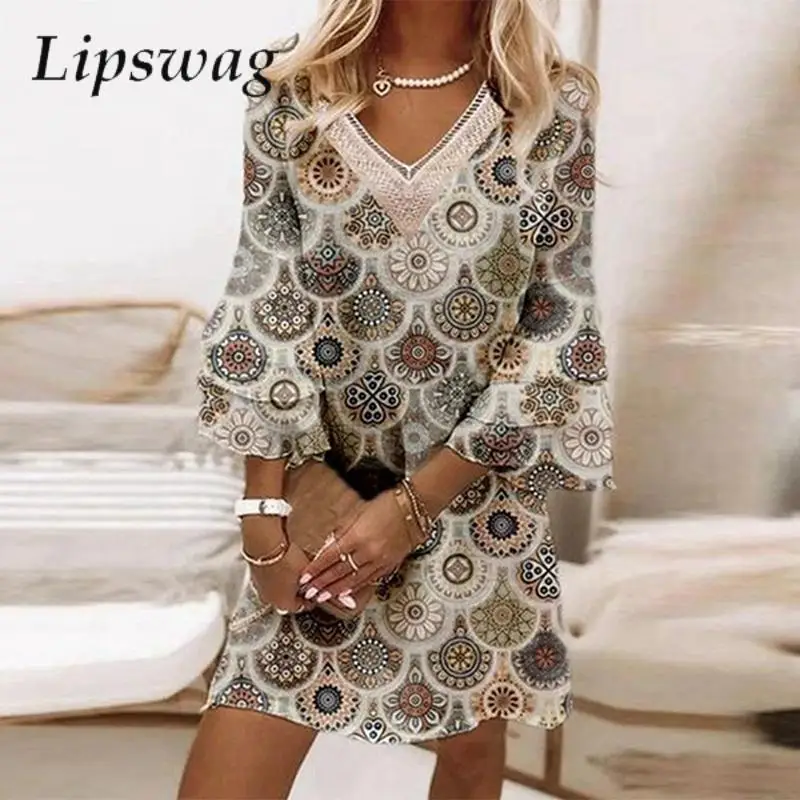 Vintage Harajuku Flower Print Loose Dress Women's Casual Flare Sleeve Beach Boho Dress Summer Fashion Female A-Line Mini Dresses
Vintage Harajuku Flower Print Loose Dress Women's Casual Flare Sleeve Beach Boho Dress Summer Fashion Female A-Line Mini Dresses