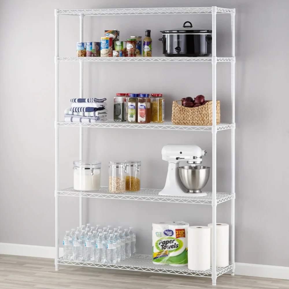 Heavy Duty 5 Tier Wire Shelf, White, 3000 Lb Capacity Standing Shelf Units Storage Rack Shelves
Heavy Duty 5 Tier Wire Shelf, White, 3000 Lb Capacity Standing Shelf Units Storage Rack Shelves