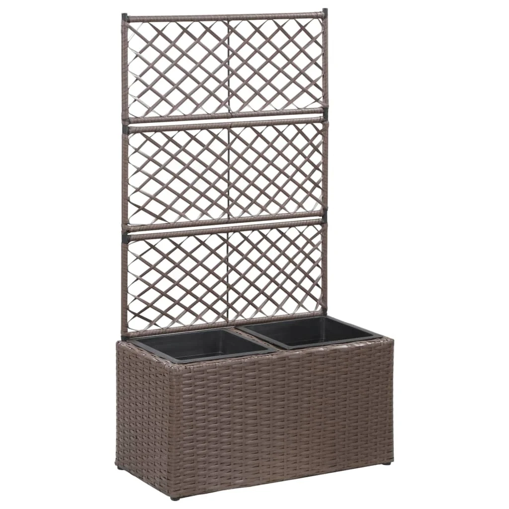 Garden Planters with Trellis & 2 Pots, Poly Rattan Patio Plant Pots, Gabion Raised Bed, Garden Decoration Brown 58x30x107 cm
Garden Planters with Trellis & 2 Pots, Poly Rattan Patio Plant Pots, Gabion Raised Bed, Garden Decoration Brown 58x30x107 cm