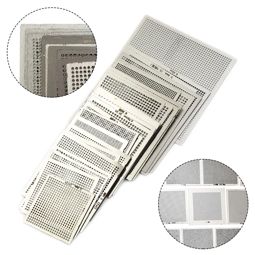 27PCS Universal BGA Reball Reballing Rework Net Stencil Directly Heat Parts Kit Welding Tool Equipment
27PCS Universal BGA Reball Reballing Rework Net Stencil Directly Heat Parts Kit Welding Tool Equipment