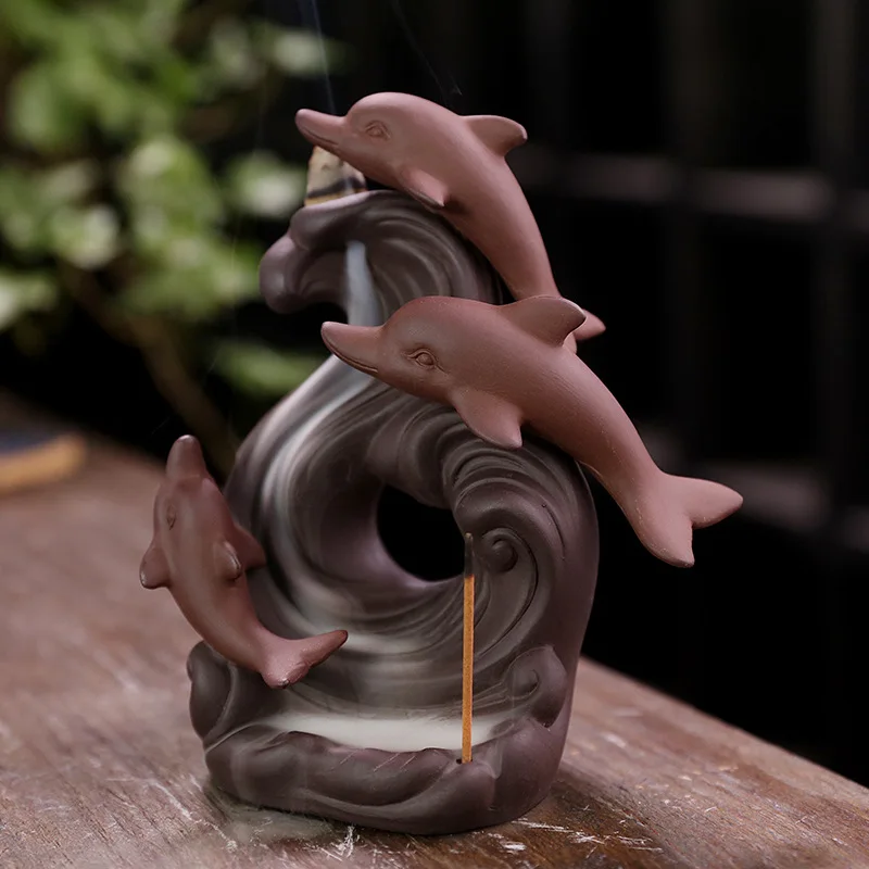 Creative Dolphin Ceramic Incense Stick Holder Waterfall Incense Burner Backflow Incense Cones Censer Decoration
Creative Dolphin Ceramic Incense Stick Holder Waterfall Incense Burner Backflow Incense Cones Censer Decoration