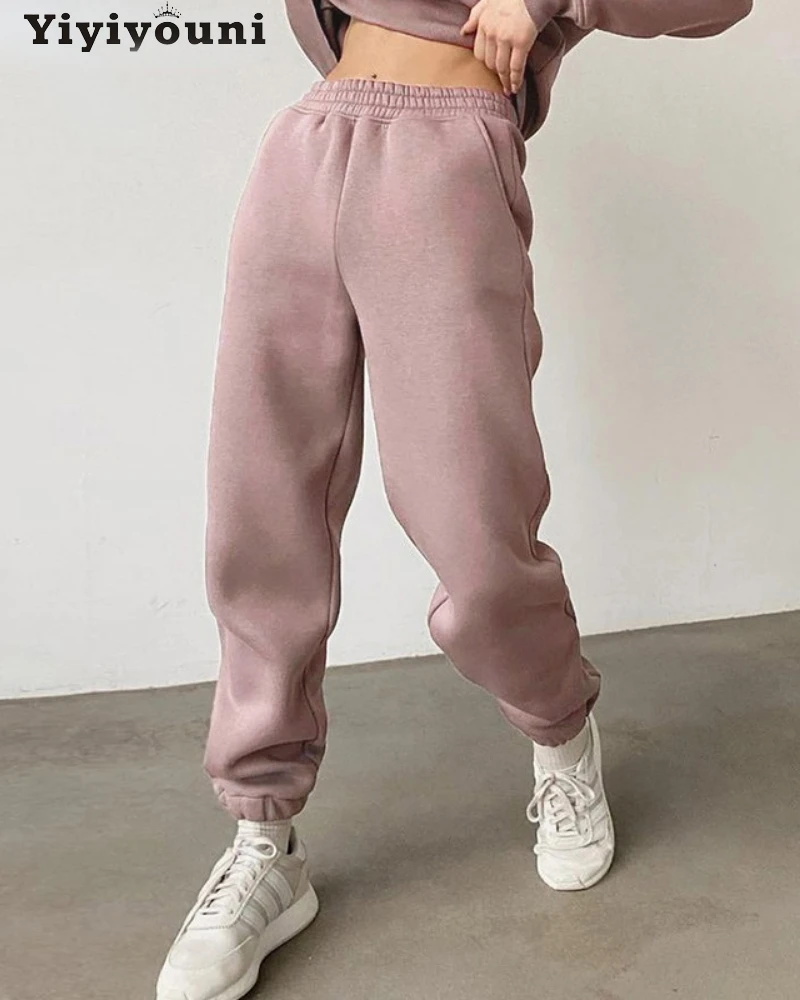 Yiyiyouni Thickening Fleece Drawstring Sweatpants Women Elastic Waist Autumn Winter Warm Pants Female White Pink Casual Trousers
Yiyiyouni Thickening Fleece Drawstring Sweatpants Women Elastic Waist Autumn Winter Warm Pants Female White Pink Casual Trousers