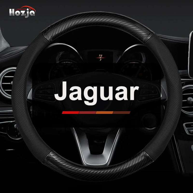Car Steering Wheel Cover Carbon Fibre +Leather For Jaguar XE XF XJ F-Pace X-Type S-Type F-Type Sport Auto Accessories 
Car Steering Wheel Cover Carbon Fibre +Leather For Jaguar XE XF XJ F-Pace X-Type S-Type F-Type Sport Auto Accessories