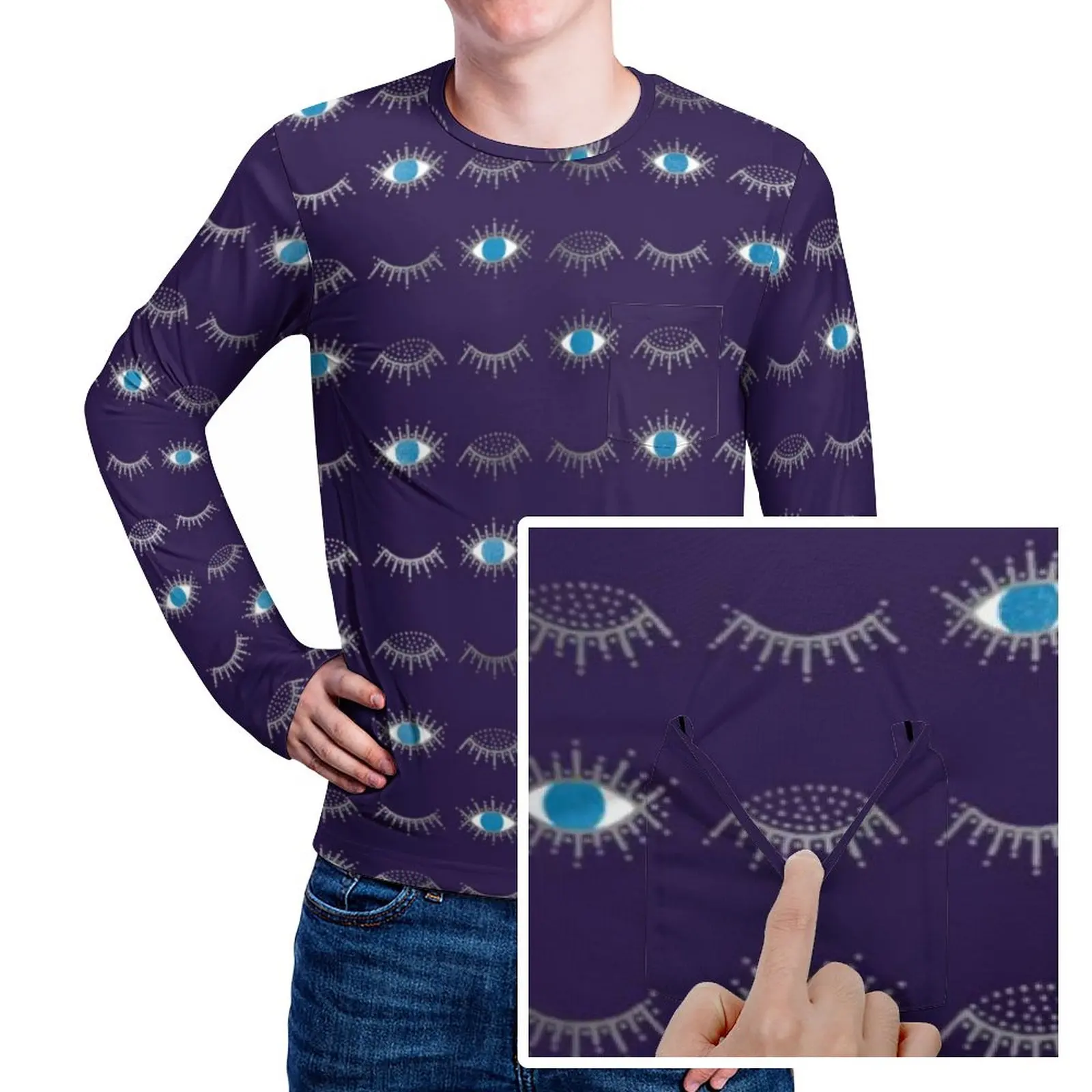 Blue Evil Eye T-Shirt With Pocket Nazar Mati Print Fashion T Shirts Mens Basic Tshirt Long Sleeve Graphic Clothing Plus Size
Blue Evil Eye T-Shirt With Pocket Nazar Mati Print Fashion T Shirts Mens Basic Tshirt Long Sleeve Graphic Clothing Plus Size
