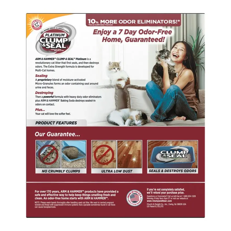Deluxe Multi-Cat Clump Seal Complete 40lb Cat Litter 14 Days of Odor Control for Hammer Clumping.
Deluxe Multi-Cat Clump Seal Complete 40lb Cat Litter 14 Days of Odor Control for Hammer Clumping.