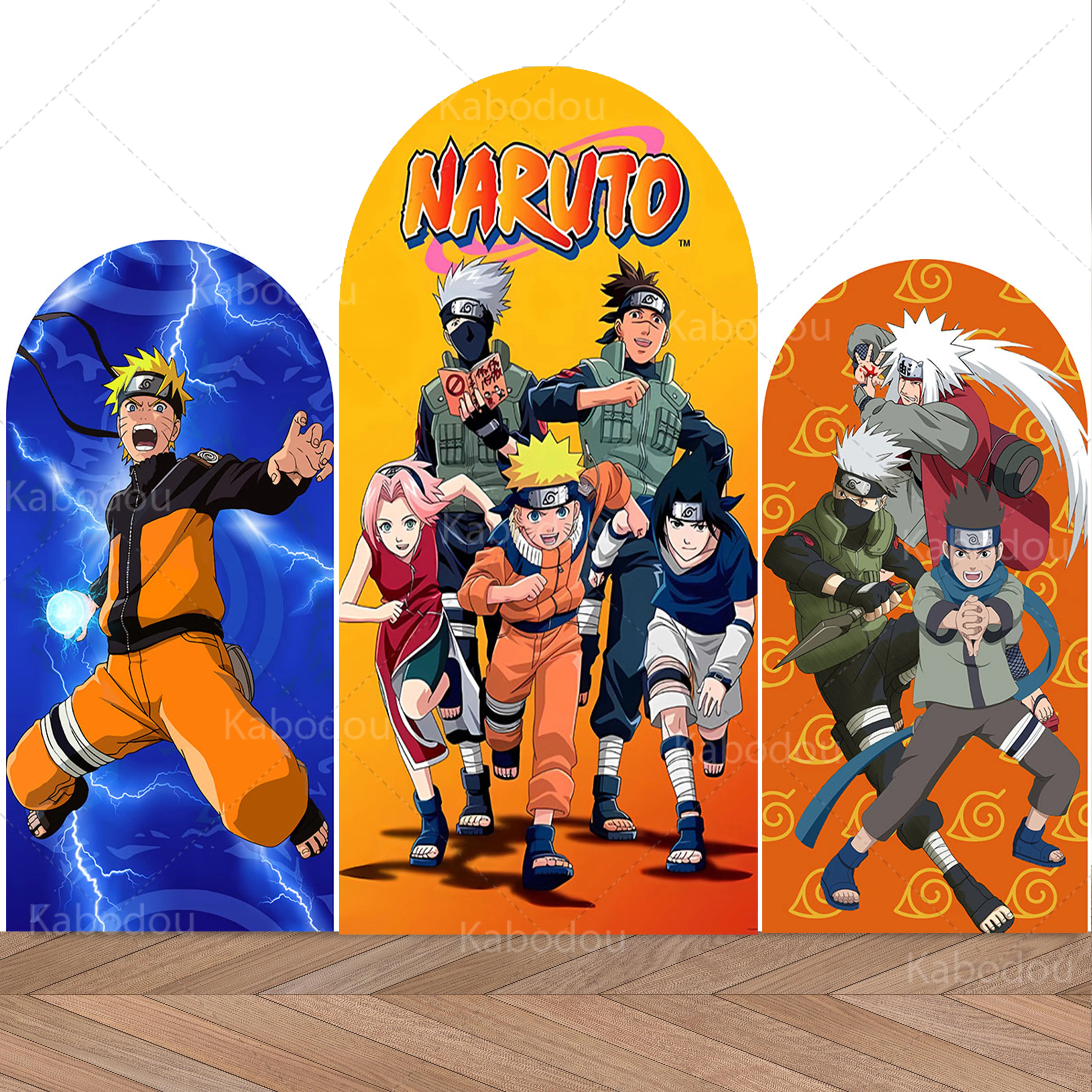 

Bandai Naruto Anime Backdrop Kids Birthday Party Decoration Doubleside Arch Photography Background Polyester Custom Studio Props