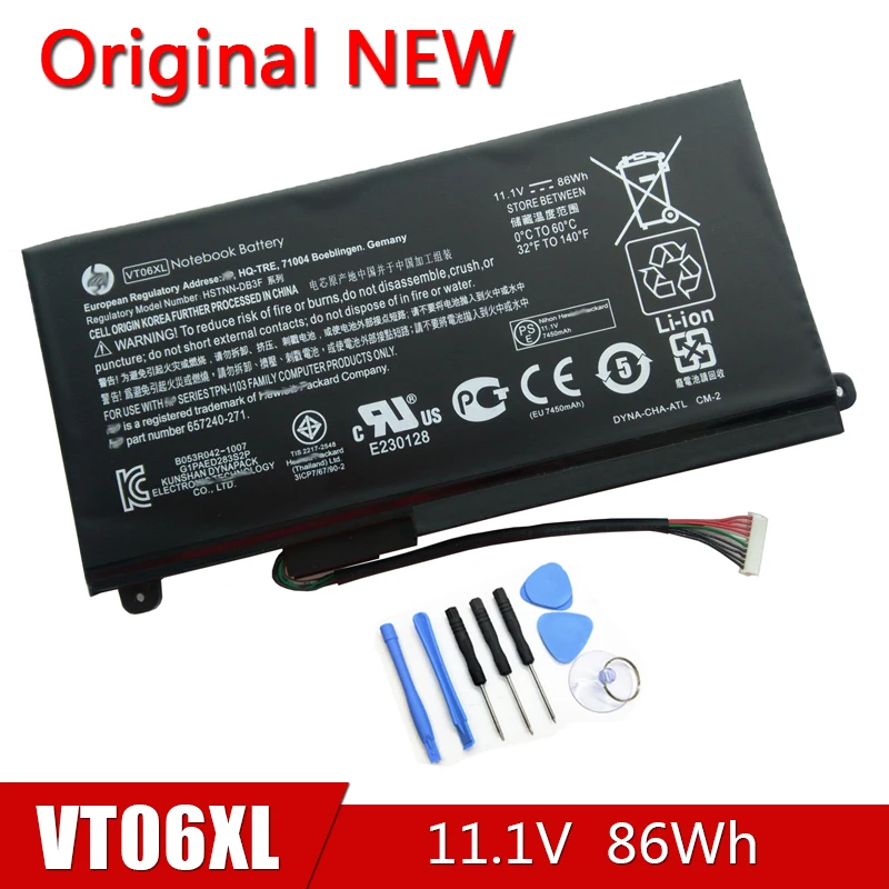 

VT06XL NEW Original Battery For HP Envy 17-3000 17T-3000 HSTNN-IB3F HSTNN-DB3F 657240-171 657240-251 TPN-I103 11.1V 86Wh