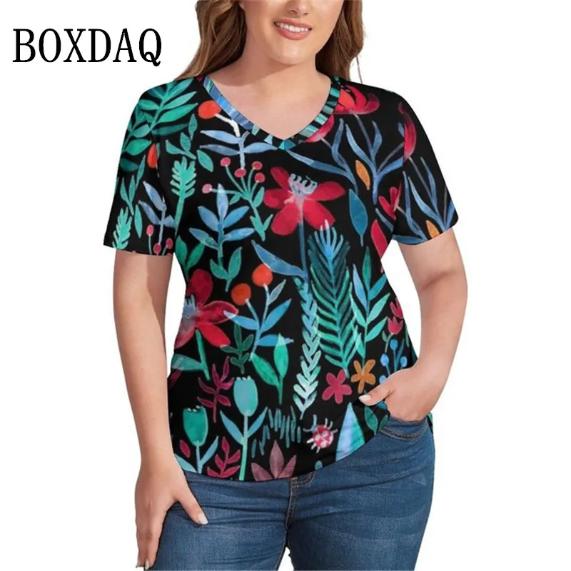 Tropical Floral Print T-Shirts Red Flowers V Neck Classic T Shirt Short Sleeve Womens Vintage Tops Summer Tees Plus Size 4XL 5XL
Tropical Floral Print T-Shirts Red Flowers V Neck Classic T Shirt Short Sleeve Womens Vintage Tops Summer Tees Plus Size 4XL 5XL
