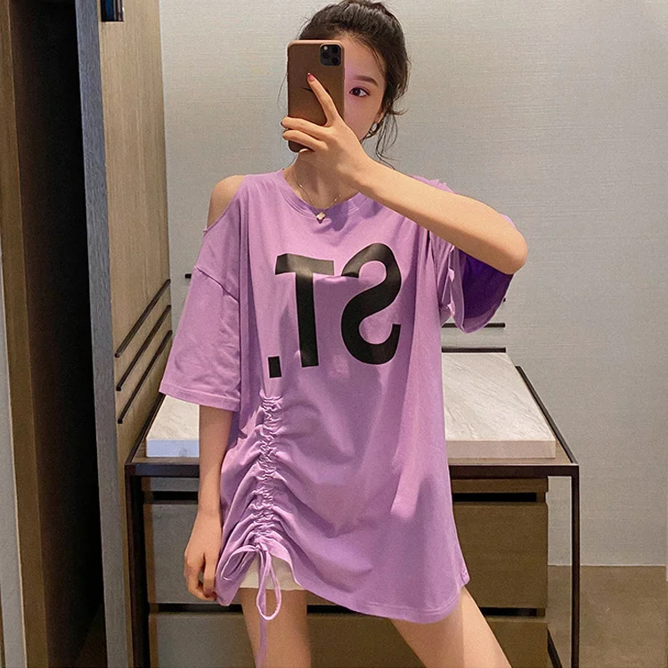 summer hole drawstring Women T Shirt cotton Graphic letter Print Harajuku Causal oversized T-shirts Female black purple y2k Tops
summer hole drawstring Women T Shirt cotton Graphic letter Print Harajuku Causal oversized T-shirts Female black purple y2k Tops