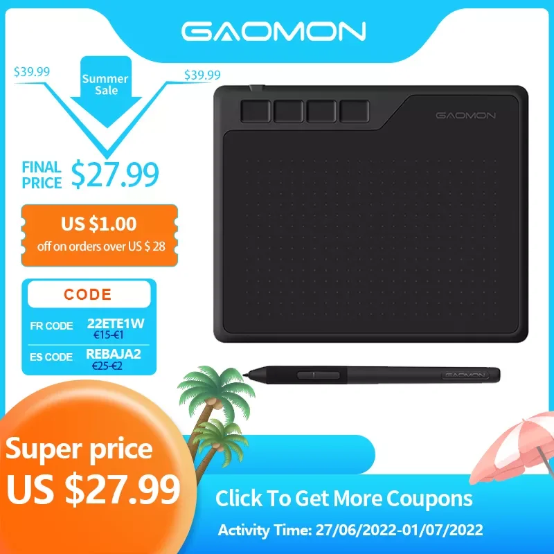 GAOMON S620 6.5x4 Inch Anime Digital Graphic Tablet Art Writing Board for Drawing &Game OSU with 8192 Levels Pen Children Ta
GAOMON S620 6.5x4 Inch Anime Digital Graphic Tablet Art Writing Board for Drawing &Game OSU with 8192 Levels Pen Children Ta