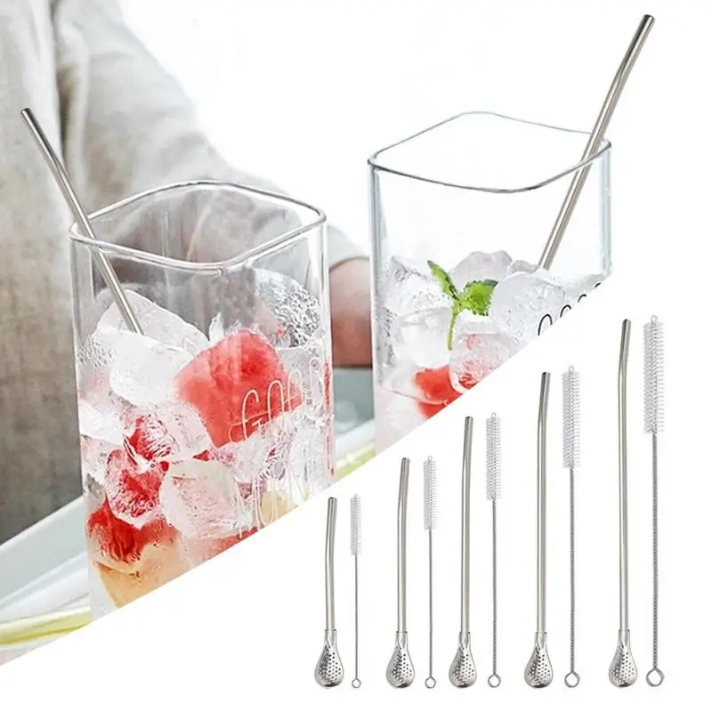 Straw Spoon Stainless Steel Drinking Straw Spoon Tea Filter Detachable Reusable Metal Straws With Brush Drinkware Bar Party Tool
Straw Spoon Stainless Steel Drinking Straw Spoon Tea Filter Detachable Reusable Metal Straws With Brush Drinkware Bar Party Tool