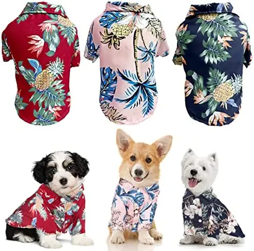3 PCS Whaline Hawaiian Dog Shirts Breathable Chiffon Summer Cloth Pineapple Coconut Tree Pattern Pet Apparel Beach Short Suit 
3 PCS Whaline Hawaiian Dog Shirts Breathable Chiffon Summer Cloth Pineapple Coconut Tree Pattern Pet Apparel Beach Short Suit