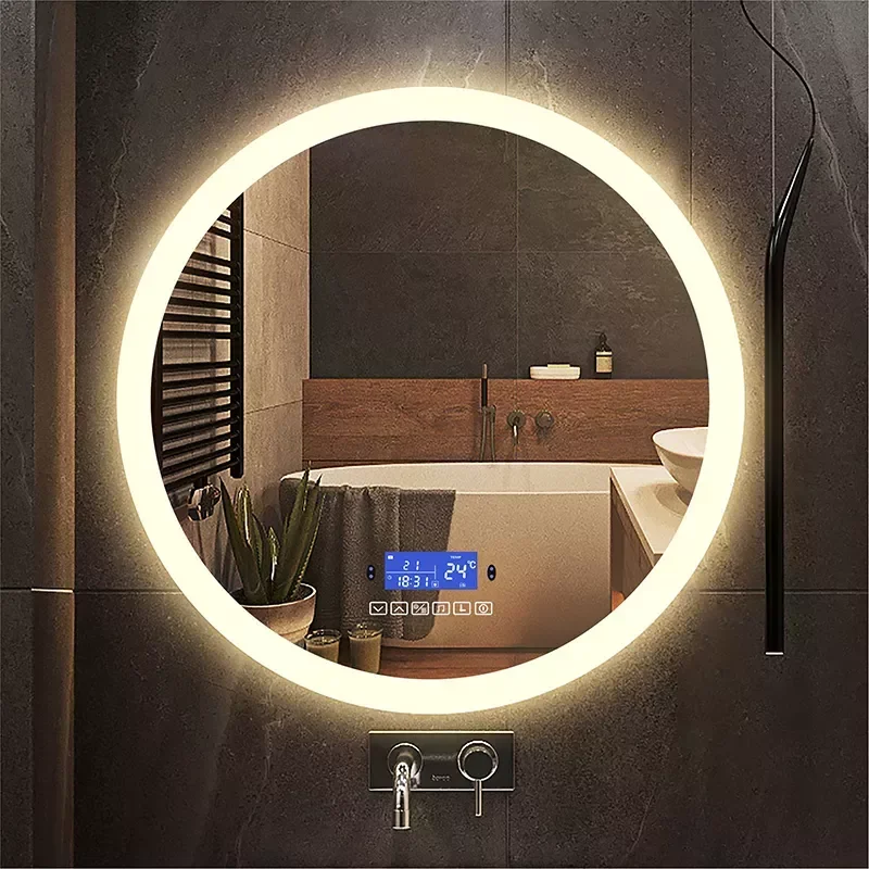 Round LED Smart Bathroom Mirror With Body Induction Anti-Fog Bluetooth Three Color Light Function Bath Makeup Vanity Mirror
Round LED Smart Bathroom Mirror With Body Induction Anti-Fog Bluetooth Three Color Light Function Bath Makeup Vanity Mirror