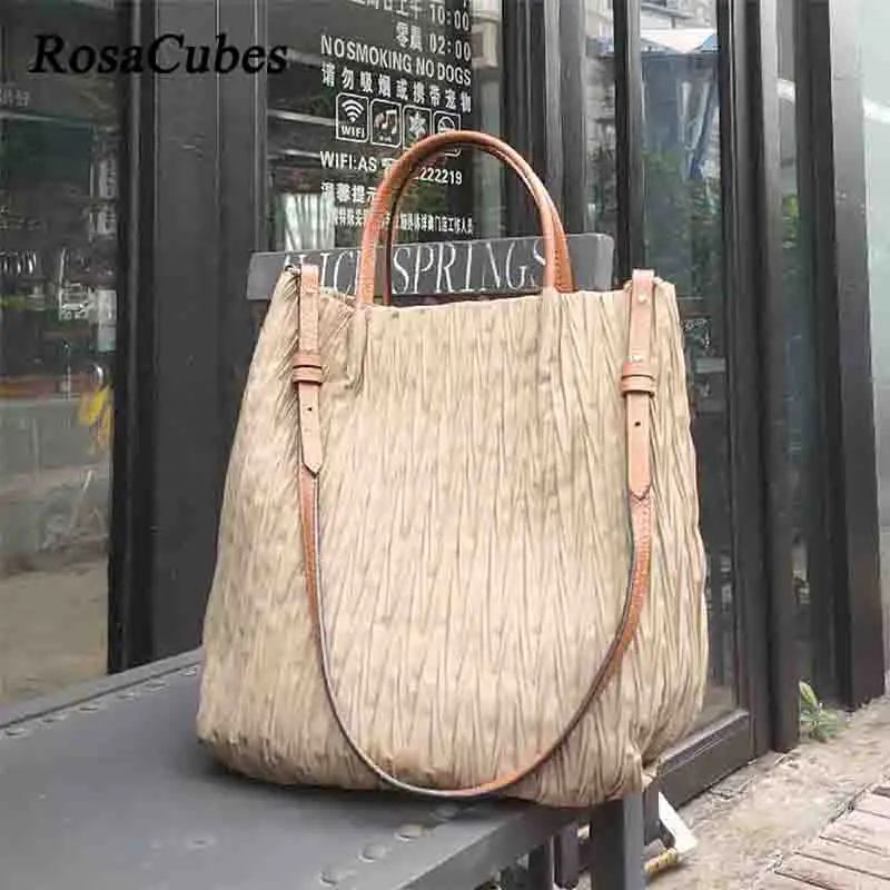 Роскошная женская сумка-мешок в стиле ретро, плиссированная водонепроницаемая сумка из парашютной ткани, дышащая женская нейлоновая сумка-тоут, новинка весны 2023 
Роскошная женская сумка-мешок в стиле ретро, плиссированная водонепроницаемая сумка из парашютной ткани, дышащая женская нейлоновая сумка-тоут, новинка весны 2023