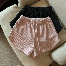 Women Shorts Summer High Elastic Lace Up Drawstring Sleep Bottoms Fitness Running Simple Home Safety Underwear Cool Comfortable