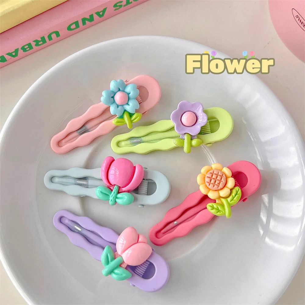 

Spring Summer Color Sunflower Tulip Flower Wave Cloud Hair Clips For Girl Children Cute Kawaii Fairy Hairpin Barrettes Bobby Pin