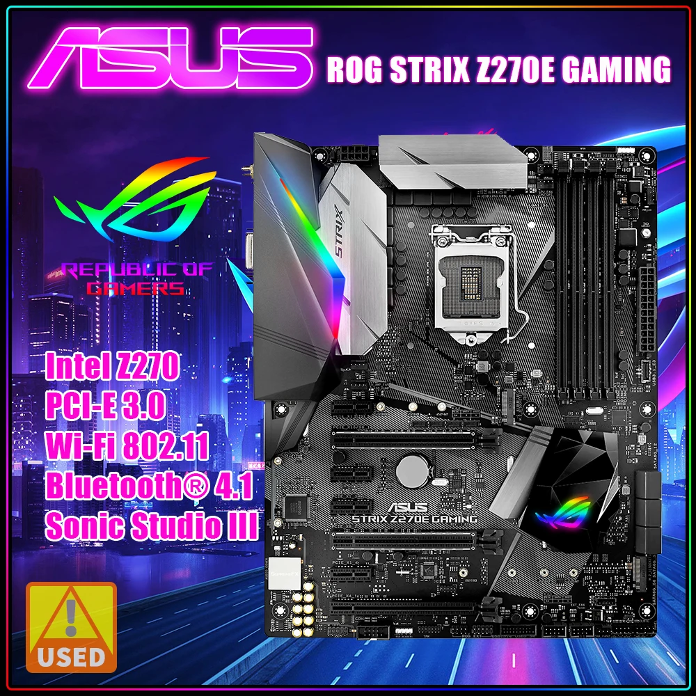 Материнская плата ASUS ROG STRIX Z270E LGA 1151, игровая материнская плата DDR4 DP HDMI DVI M.2 ATX с встроенным Wi-Fi переменного тока и USB 3,1 
Материнская плата ASUS ROG STRIX Z270E LGA 1151, игровая материнская плата DDR4 DP HDMI DVI M.2 ATX с встроенным Wi-Fi переменного тока и USB 3,1