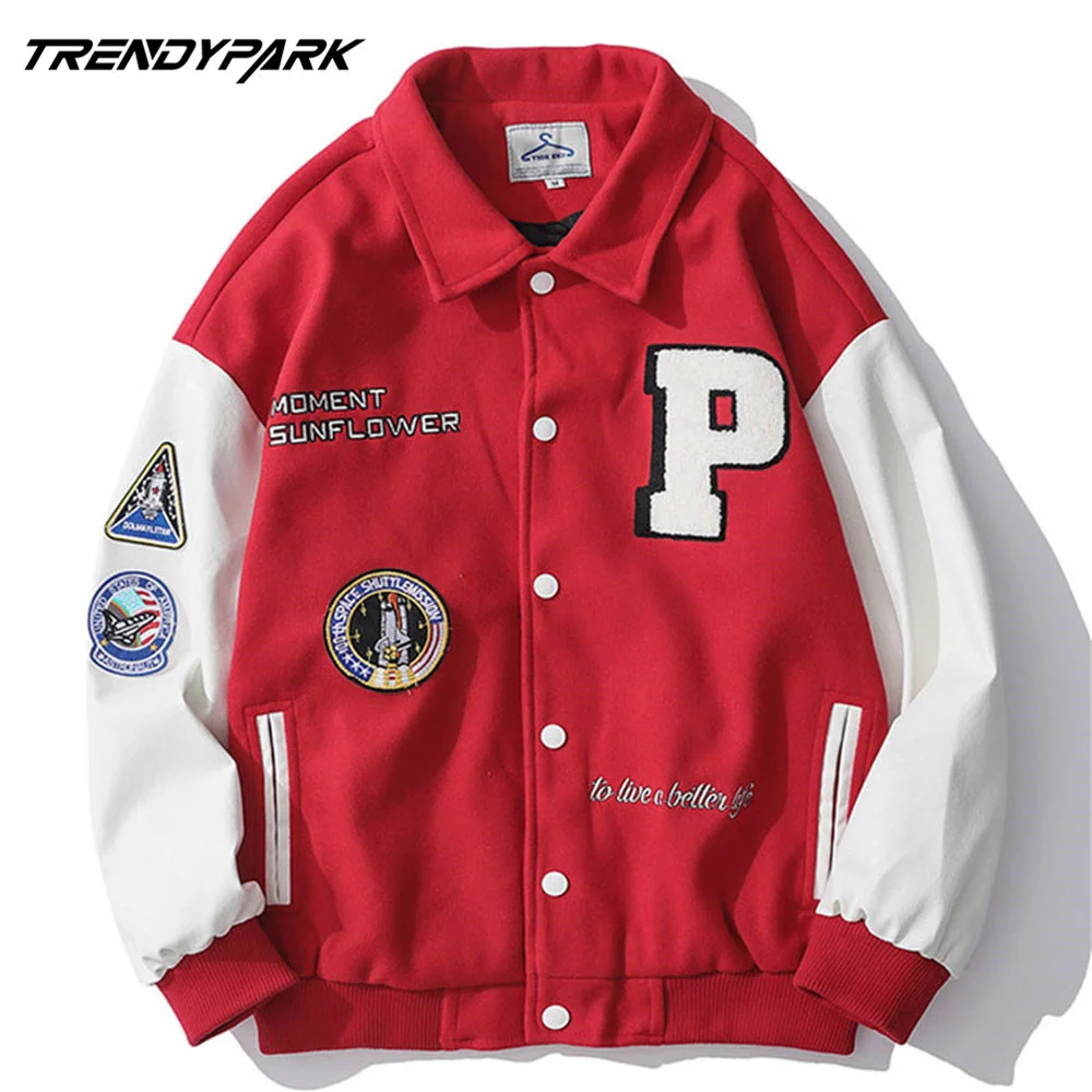 Men's College Baseball Jacket, Single Button Pu Leather Sleeve Uniform, Embroidered Patch, Casual Coat, Baseball Jacket
Men's College Baseball Jacket, Single Button Pu Leather Sleeve Uniform, Embroidered Patch, Casual Coat, Baseball Jacket