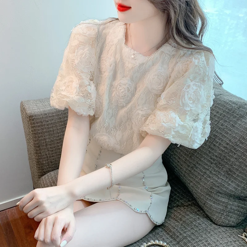 COIGARSAM Blouse Women Summer 2022 New French Style Vintage Casual Lace O-Neck Blusas Womens Tops And Blouses Dropshipping
COIGARSAM Blouse Women Summer 2022 New French Style Vintage Casual Lace O-Neck Blusas Womens Tops And Blouses Dropshipping