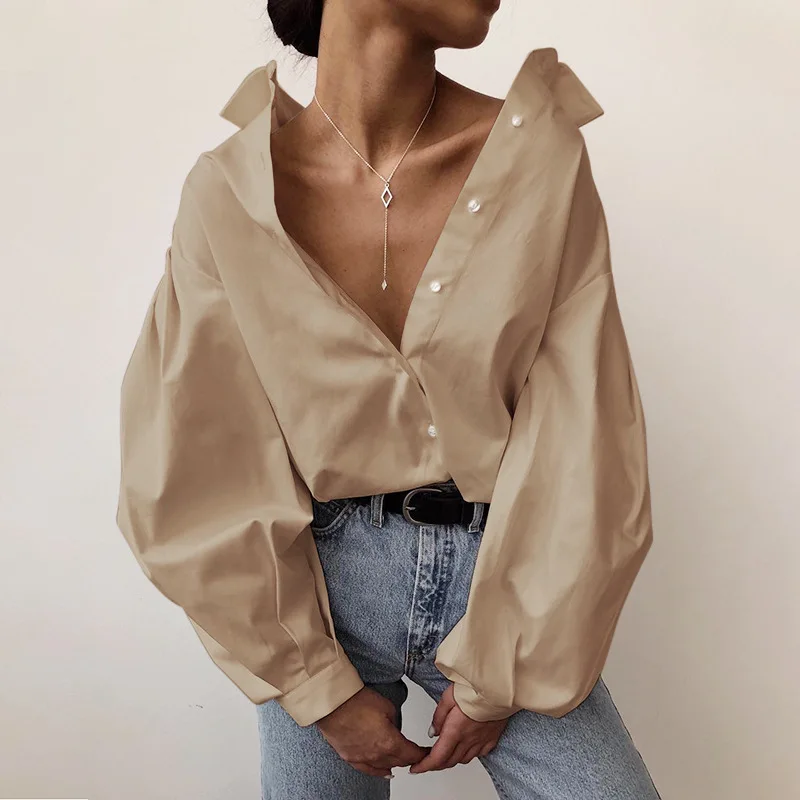 European and American Cardigan Breasted Long-sleeved Shirt Korean Women's Spring Design Sense Lantern Sleeve Lapel Loose Top
European and American Cardigan Breasted Long-sleeved Shirt Korean Women's Spring Design Sense Lantern Sleeve Lapel Loose Top