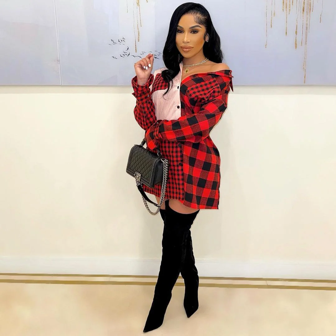 Znaiml 2022 Long Sleeve Dresses Plaid Shirts Dress For Womens Button Off Shoulders Lapel Casual Vestidos Clothing Oversize
Znaiml 2022 Long Sleeve Dresses Plaid Shirts Dress For Womens Button Off Shoulders Lapel Casual Vestidos Clothing Oversize