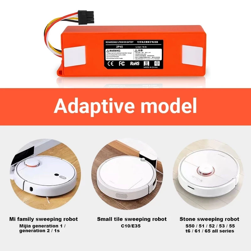 New 9800mAh 14.4V 9.8Ah li-ion Battery Vacuum Cleaner accessories for xiaomi mi robot Robotics cleaner roborock S50 S51 T4 T6
New 9800mAh 14.4V 9.8Ah li-ion Battery Vacuum Cleaner accessories for xiaomi mi robot Robotics cleaner roborock S50 S51 T4 T6