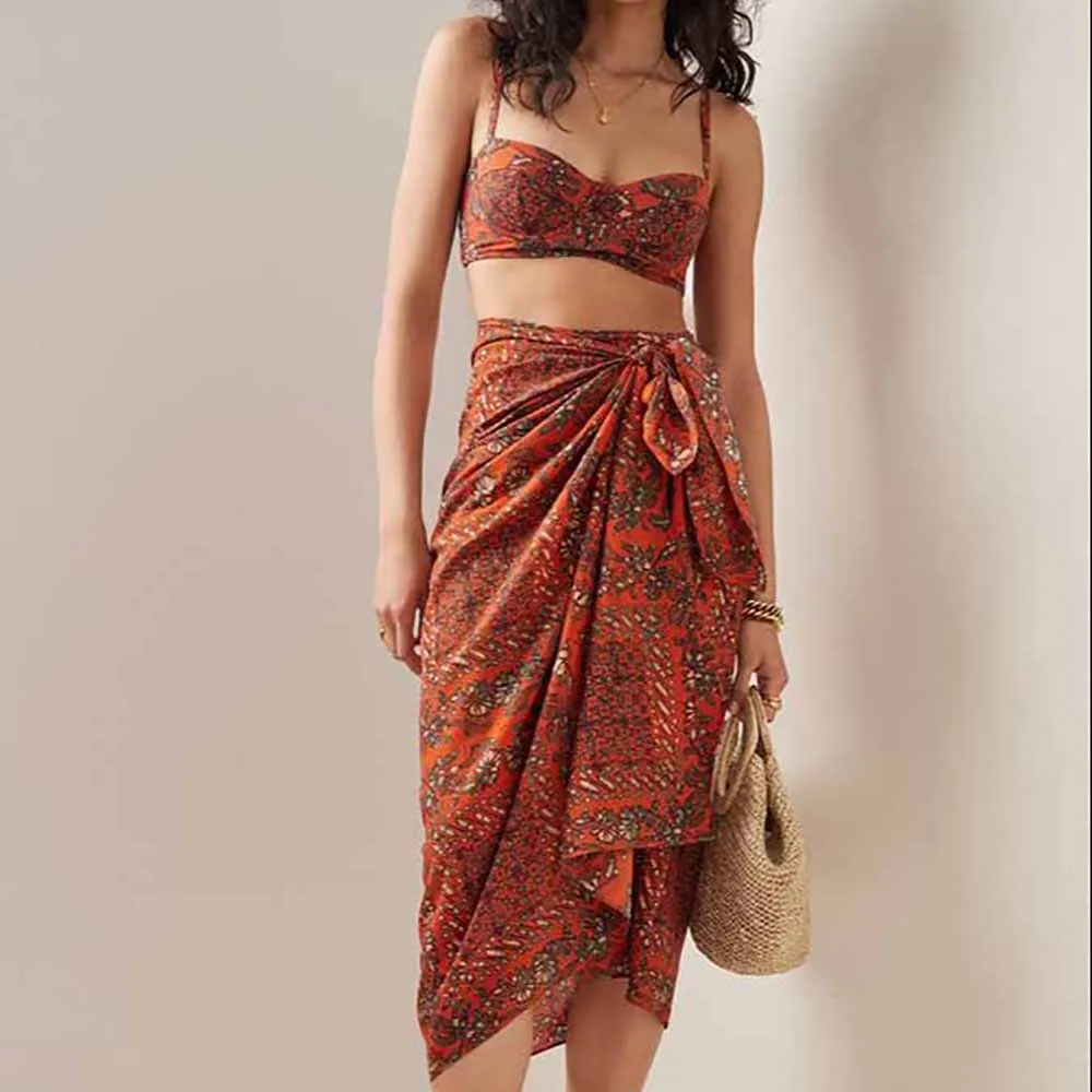 Red Printed Push Up Two Piece Bikini Sling High Waist Slim Fit Backless Swimsuit Elegant Chiffon Beach Skirt Cover Up 2022
Red Printed Push Up Two Piece Bikini Sling High Waist Slim Fit Backless Swimsuit Elegant Chiffon Beach Skirt Cover Up 2022