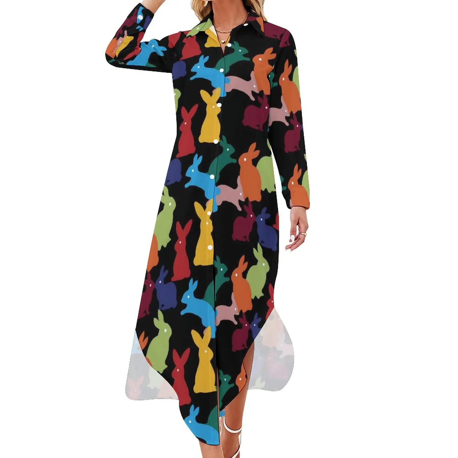 Colorful Rabbit Casual Dress Animal Print Aesthetic Dresses Sexy V Neck Vintage Chiffon Dress Long Sleeve Vestidos Large Size
Colorful Rabbit Casual Dress Animal Print Aesthetic Dresses Sexy V Neck Vintage Chiffon Dress Long Sleeve Vestidos Large Size