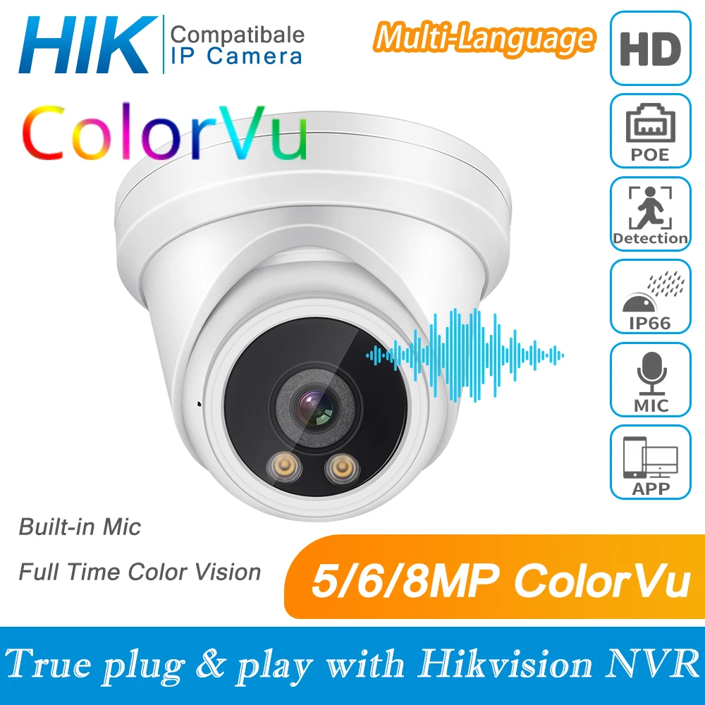 Hikvision совместимая купольная мини-камера 5MP 4K POE IP-камера Hikvision протокол 8MP CCTV камера видеонаблюдения APP Audio IP66
Hikvision совместимая купольная мини-камера 5MP 4K POE IP-камера Hikvision протокол 8MP CCTV камера видеонаблюдения APP Audio IP66