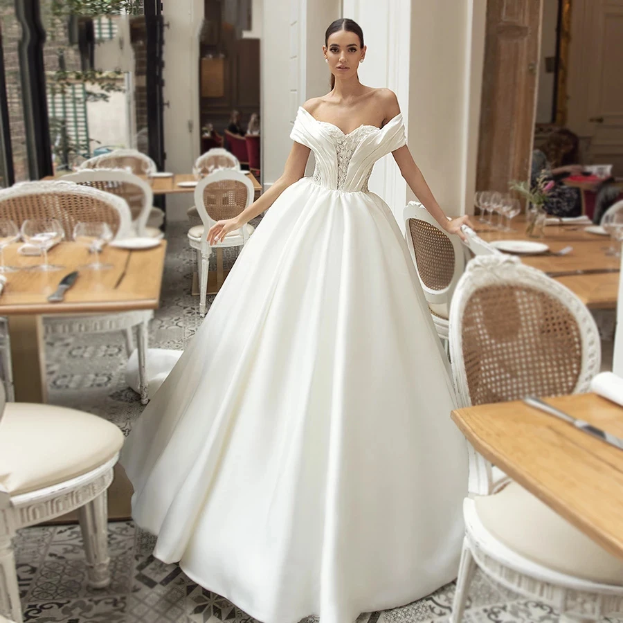 A-Line Wedding Dresses Women's Elegant Satin Sexy Off Shoulder Beaded Princess Bridal Gowns Vestido De Noiva Robe Decal Formal P
A-Line Wedding Dresses Women's Elegant Satin Sexy Off Shoulder Beaded Princess Bridal Gowns Vestido De Noiva Robe Decal Formal P
