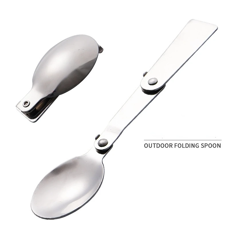 

304 Stainless Steel Folding Spoon Fork Outdoor Tableware Camping Travel Cutlery Coffee Tea Spoons Kitchen Foldable Picnic Soup