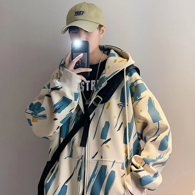 Мужская толстовка с капюшоном, окрашенная на завязках, Новинка весна-осень 2021, корейский модный Свободный кардиган, куртка, универсальная п... 
Мужская толстовка с капюшоном, окрашенная на завязках, Новинка весна-осень 2021, корейский модный Свободный кардиган, куртка, универсальная п...