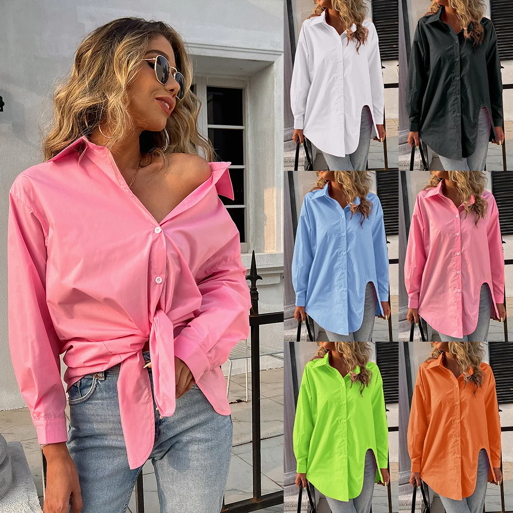 Women Spring Summer Long Sleeve Blouses and Shirts Single Breasted Solid Color Tops Ladies Casual Shirt Blusas
Women Spring Summer Long Sleeve Blouses and Shirts Single Breasted Solid Color Tops Ladies Casual Shirt Blusas