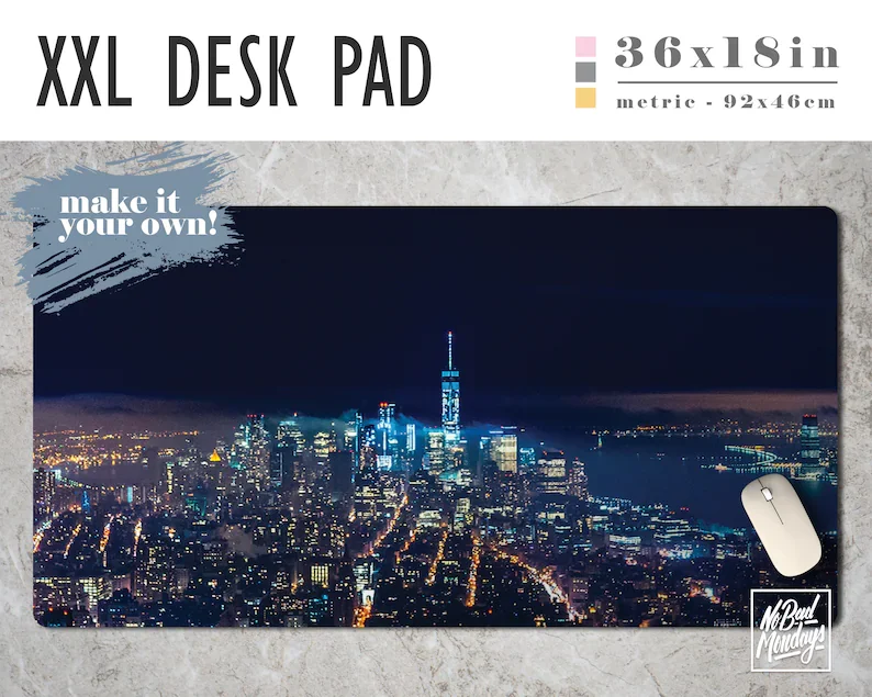 City blue Print Extra Large Desk Pad, Desk blotter, Office decor with Available Custom Monogram - Extended Mouse Mat - 36x18in
City blue Print Extra Large Desk Pad, Desk blotter, Office decor with Available Custom Monogram - Extended Mouse Mat - 36x18in