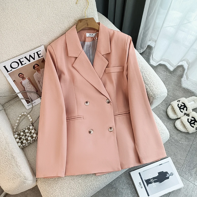Commuter Pink Suit Coat Women's Spring And Autumn New Simple Business Double-breasted Long Sleeve Thin Jacket Female
Commuter Pink Suit Coat Women's Spring And Autumn New Simple Business Double-breasted Long Sleeve Thin Jacket Female