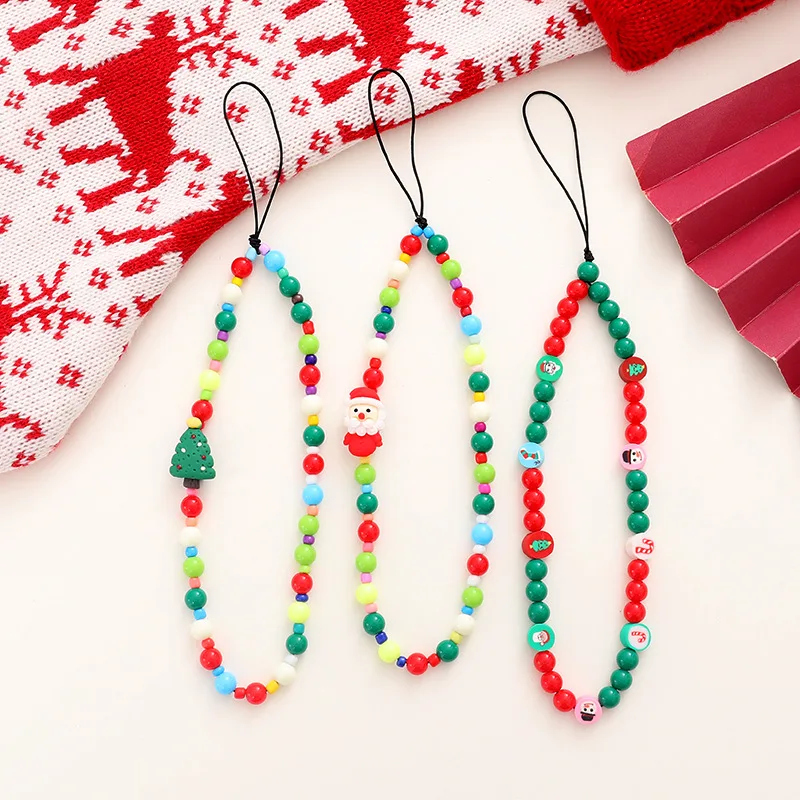 Christmas Series Phone Chain Beaded Phone Lanyard Santa Claus Fashion Anti-lost Cord Handmade Clay Mobile Strap for Women
Christmas Series Phone Chain Beaded Phone Lanyard Santa Claus Fashion Anti-lost Cord Handmade Clay Mobile Strap for Women