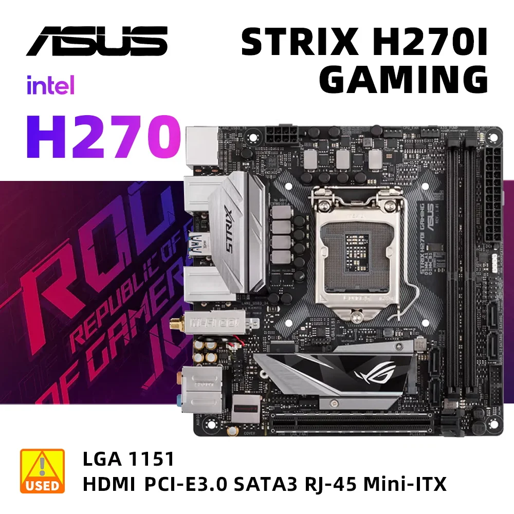 

ASUS ROG STRIX H270I GAMING+i3 7100 LGA 1151 Motherboard KIt Intel H270 DDR4 32GB M.2 USB3.1 PCI-E 3.0 Mini-ITX For 7th/6th gen