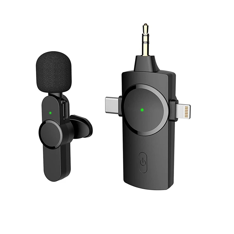 3-in-1 Wireless Lavalier Microphone for iPhone/iPad/Android/Camera, Plug-Play 2.4GHz Lapel Mic for Video Recording
3-in-1 Wireless Lavalier Microphone for iPhone/iPad/Android/Camera, Plug-Play 2.4GHz Lapel Mic for Video Recording