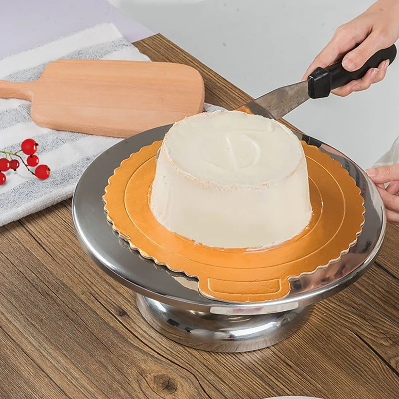 Cake Stand Stainless Steel Round Pattern Manually Rotating Cake Turntable For Baking Cake Decor Pastries And Cupcakes
Cake Stand Stainless Steel Round Pattern Manually Rotating Cake Turntable For Baking Cake Decor Pastries And Cupcakes