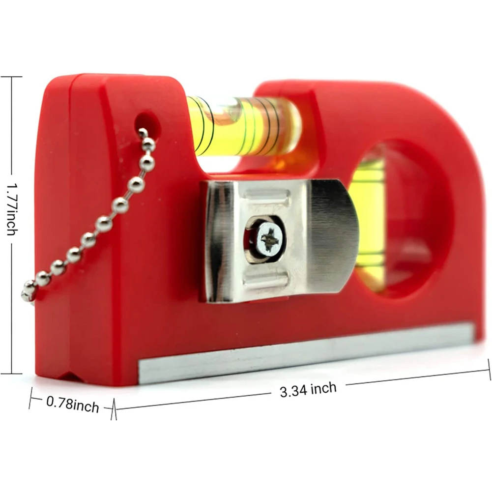 2In1 Key Chain Leveler Red Magnetic Mini Pocket Level With Metal Chain Hook 85*46*20mm For Determining Horizontal Vertical Plane
2In1 Key Chain Leveler Red Magnetic Mini Pocket Level With Metal Chain Hook 85*46*20mm For Determining Horizontal Vertical Plane